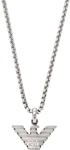 Emporio Armani Herren-Edelstahl-Halskette mit Karabinerverschluss, Chrom-Silber