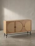 KADIMA DESIGN Sideboard 140x80x39 cm Kommode Eiche-Dekor mit Rattan Geflecht...
