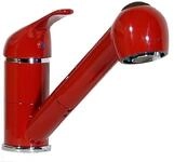 Einhebel K&uuml;chenarmatur, Sp&uuml;ltisch, Armatur, Wasserhahn mit Geschirrbrause, rot
