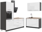 Vicco K&uuml;chenzeile Fame-Line, Wei&szlig; Hochglanz/Anthrazit, 220 x 120 cm | 8...