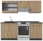 Vicco K&uuml;chenzeile R-Line, Artisan Eiche/Anthrazit, 200 cm | 5 Module &middot;
