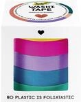 folia 26438 - Washi Tape, Klebeband aus Reispapier, Uni Basic, 5er Set, 10 m x 10 mm