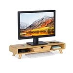 Relaxdays Monitorst&auml;nder, 2 F&auml;cher & Schublade, HBT: 13 x 62 x 20,5 cm, Bambus,