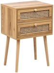 Beliani Nachttisch Rattan hell braun mit Wiener Geflecht Schubladen Boho...
