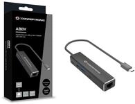 Conceptronic ABBY13B Gigabit Ethernet USB 3.2 Gen 1 Adapter mit USB-Hub, GbE, USB-A x