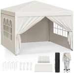 WOLTU Pop up Pavillon mit Seitenw&auml;nden 3x3m Faltpavillon Festival Beige | UPF...