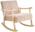 Schaukelsessel Boucl&eacute; Stoff beige gepolstert heller Holzfarbton Leknes