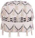 Pouf in Beige und Schwarz 45 x 45 cm Baumwolle in Boho-Stil Fransen Thondi