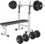 GORILLA SPORTS&reg; Hantelbank mit Hantelset 38/70/100 kg, bis 200 kg, klappbar |...