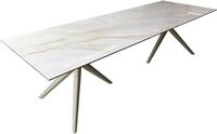 DELIFE Esszimmertisch Edge 300x100 cm Keramik Onyx Pearl Estelar rund | Metall