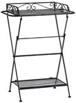 Beliani Retro Bad Beistelltisch mit 2 Ablagen aus Metall in Schwarz Blumentisch...