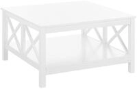 Wei&szlig;er Couchtisch mit X-f&ouml;rmiger Verstrebung an den Seiten 80 x 80 cm Lotta
