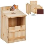 Relaxdays Nistkasten f&uuml;r Halbh&ouml;hlenbr&uuml;ter, Bausatz, Natur | Einflugspalt HxB: 10 x
