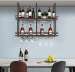 [en.casa] Weinregal Hubro 100 x 30 x 85 cm Schwarz/Walnussoptik