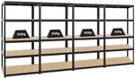 PROREGAL Mega Deal 4er-Set Schwerlastregale Slim Elephant 180x90x60cm mit 5...