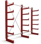 STIER Kragarmregal einseitig 2 Felder mit 5 Ebenen 2600x2000x500mm feuerrot