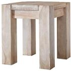 MASSIVMOEBEL24.DE Hocker Akazie beige get&uuml;ncht Nature White #10 | 40x40x45 cm