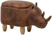 Beliani Hocker Nashorn Lederoptik Hellbraun Tierhocker f&uuml;r Kinder mit Stauraum...