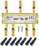 TronicXL 6fach Sat Verteiler + F-Stecker + Wetterschutz I Premium TV Kabel Adapter