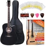 Classic Cantabile WS-10BK-CE Westerngitarre mit Tonabnehmer Starter-Set