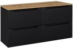Lomadox Badezimmer Doppelwaschtisch-Unterschrank 120cm, in schwarz mit Eiche,