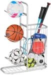 Relaxdays Ballst&auml;nder, 3 abnehmbare Ballhalterungen, f&uuml;r Basketball, silber 