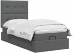 vidaXL Ottoman Bett mit Matratze Dunkelgrau 90 x 200 cm Stoff