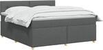 vidaXL Boxspringbett mit Matratze Dunkelgrau 180 x 200 cm Stoff