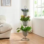 [en.casa] Blumenst&auml;nder Alphen Blumentopfst&auml;nder mit 3 Pflanzt&ouml;pfen