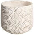 Blumentopf gro&szlig; Schuppen-Design Hellbeige rund 31x31 cm mit Loch 29 cm hoch...