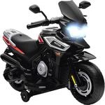 AIYAPLAY Elektro Motorrad Kinder 6V mit 2 Hilfsr&auml;dern Soft-Start Schwarz 