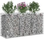vidaXL Gabionen-Hochbeet Silber, Langlebige Gartenzaun, rechteckige