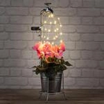 Spetebo LED Solar Deko Wasserhahn mit Blumentopf - 60 x 17 cm - Garten...