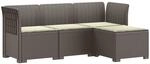vidaXL 4-Sitzer Garten Sofa mit Kissen Rattan Look PP Hellgrau