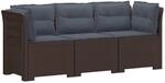 vidaXL 3-Sitzer Garten Sofa mit Kissen Rattan-Look PP Braun