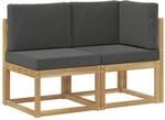 vidaXL Outdoor Mittel- und Ecksofa 2 St&uuml;ck Wei&szlig; Massivholz Akazie