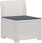 vidaXL 1-Sitzer Garten-Sofa mit Kissen Rattan-Look PP Wei&szlig;