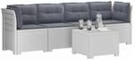 vidaXL 4-Sitzer Gartensofa mit Kissen Rattan Look PP Wei&szlig;