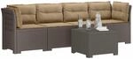 vidaXL 4-Sitzer Gartensofa mit Kissen Rattan Look PP Hellgrau