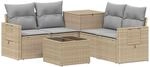 vidaXL Sofa Set 6 STK. Beige und Hellgrau Polyrattan und Stahl
