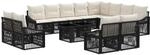 vidaXL Gartensofa-Set 13 STK. Schwarz und Cremewei&szlig; Poly-Rattan