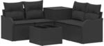 vidaXL Sofa Set 6 STK. Schwarz Polyrattan und Stahl