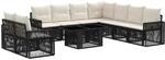 vidaXL Gartensofa-Set 10 STK. Schwarz und Cremewei&szlig; Poly-Rattan