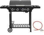 Royal Gourmet 4 Brenner Gas Grillwagen, 12 kW BBQ-Gasgrill mit Seitenablagen und