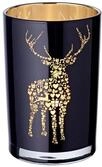 EDZARD Teelichtglas Fancy (H&ouml;he 18 cm, &Oslash; 12 cm), schwarz, innen Gold | Gro&szlig;es