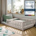 Kinderbett Bodenbett 120x200 cm mit Matratze Rausfallschutz & Lattenrost...