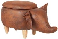 Beliani Fr&ouml;hlicher Elefanten-Hocker Lederoptik mit Deckel f&uuml;r Kinder...