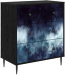 vidaXL Kommode RAALTE Blaue Marmorierung 66 x 36,5 x 76 cm