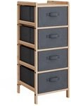 Vicco Kommode Bruno, Grau, 34.5 x 86 cm | mit 4 Stoffschubladen, zur...