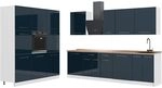 Vicco K&uuml;chenzeile Fame-Line, Dunkelblau Hochglanz/Wei&szlig;, 460 cm | 12 Module &middot;